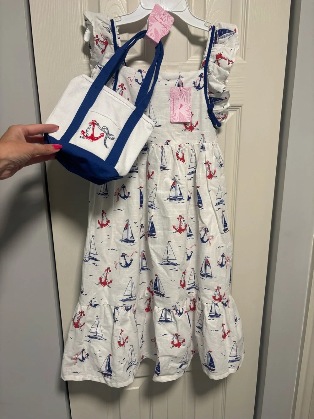 NWT Tommy Bahama Girls Nautical Summer Dress with Tote